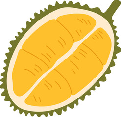 Durian exotic dessert half cut tasty yellow pulp