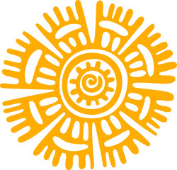 Yellow isolated sun mayan aztec totem ancient sign