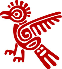 Retro bird mayan aztec symbol, african totem sign - obrazy, fototapety, plakaty