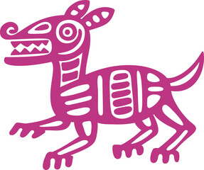 Mayan aztec totem, wolf or dog with tribal pattern