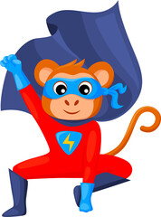 Superhero monkey character funny animal personage