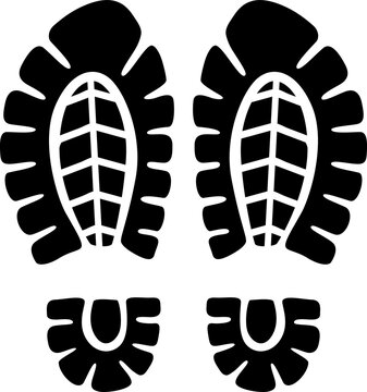Footprints or footmarks, black human feet tread