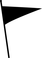 Triangle medieval flag on stick, isolated banner