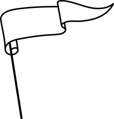 Pennant flag on wind, outline retro waving banner