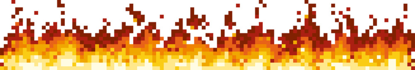 Firewall burning fire flame, red pixel art flames