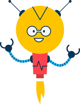 Robot cartoon cute character with claws, antennas