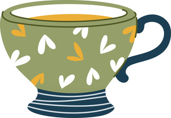 Ceramic coffee cup, tea mug with hearts elements