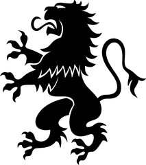 Coat of arms crest with lion rampant silhouette