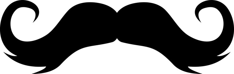 Vintage curved mustaches isolated facial hair icon