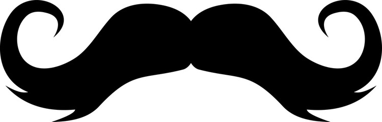 Vintage curved mustaches isolated facial hair icon