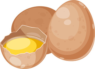 Chicken raw eggs with brown shell isolated icon