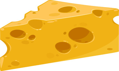 Triangular piece of cheese with holes isolated