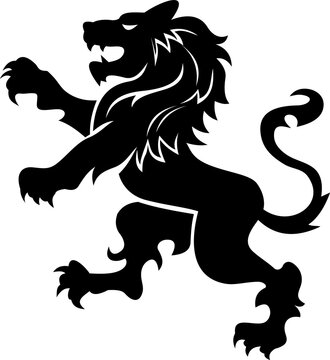 Lion rampant standing isolated coat of arms mascot
