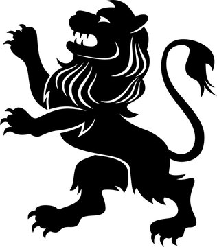 Lion heraldry beast on back paws isolated animal