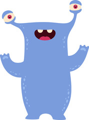 Funny alien, monster with crazy eyes, personage