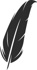 Writing object silhouette icon, feather quill pen