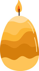 Yellow cartoon spa candle with burning lid flame