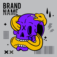 Cartoon Skull logo. Vector style. Illustration