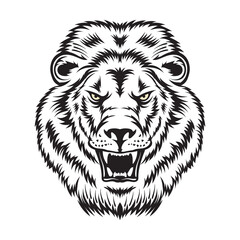 Angry lion face vector illustration in decorative style, perfect for logo, mascot and tshirt design