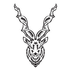 Markhor goat face vector illustration in decorative style, perfect for logo, mascot and tshirt design