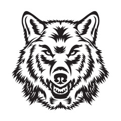 Angry Wolf face vector illustration, perfect for tattoo, mascot and tshirt design