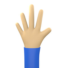 Obraz premium 3D Illustration of hand sign emoticon on Transparent PNG Background. 3d Five Finger sign.