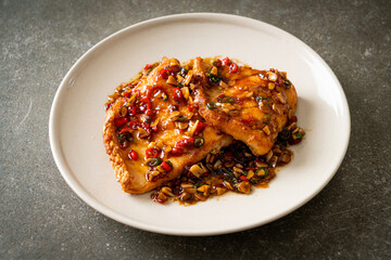 Fried Snapper Belly with Spicy Garlic Soy Sauce