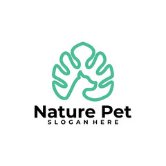 nature pet logo design vector template, leaf logo
