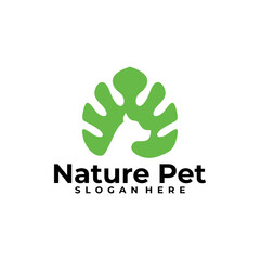 nature pet logo design vector template, leaf logo