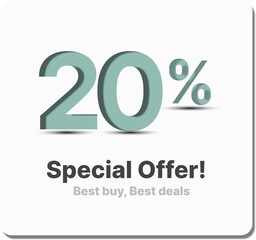 20% special offer 3D, design template, vectors, marketing, Instagram post discount, digital banner, digits banner, post-marketing, post instagram, template special offer Instagram 3d.