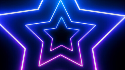 Neon geometric glow purple on black background. Glowing reflection technology backdrop