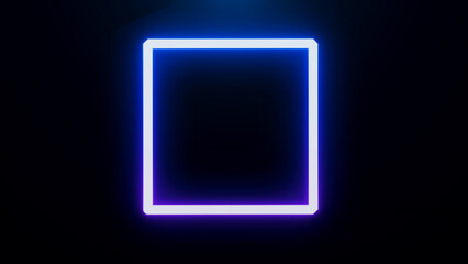 Neon geometric glow purple on black background. Glowing reflection technology backdrop