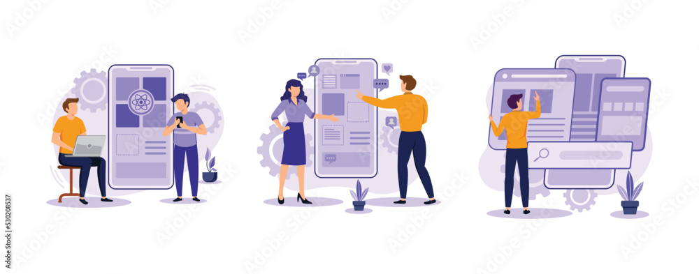 Poster mobile app development process. react native mobile app, experience design, usability testing, user 