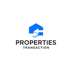 Real Estate Transaction Logo. Abstract Home and Property Icon for Realtor, Agency, or Construction Business. Modern Vector Design with Roof, Arrow, and Geometric Shape. Corporate Identity Symbol