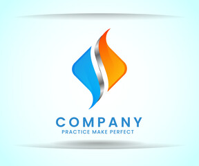 shiny logotype design letter S isolated Blue and orange gradient