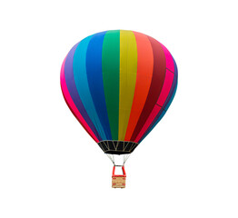 Colorful Hot Air Balloon Floating Isolated On White Background Included Clipping Path