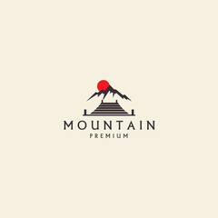 silhouette of mountains and docks retro logo vector icon symbol illustration design