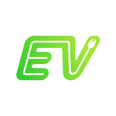 EV with plug icon symbol, Electric vehicle, Charging point logotype, Eco friendly vehicle concept.