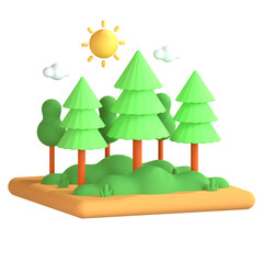 3d icon illustrations landscape with trees