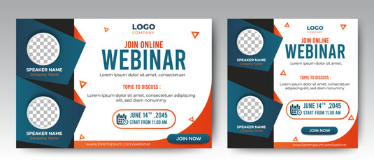 Online Business Conference live webinar banner invitation and social media post template. Business webinar invitation design. Vector EPS 10