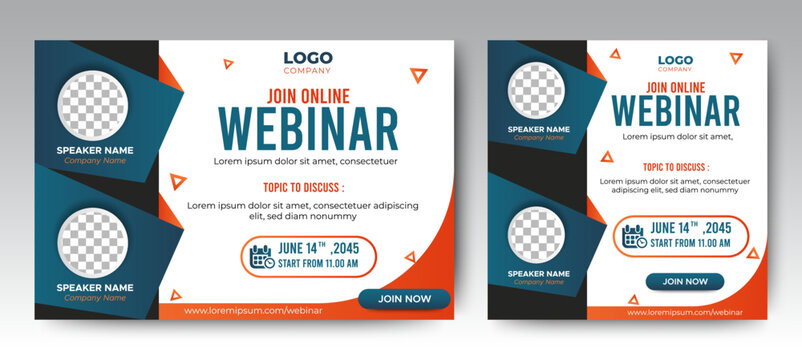 Online Business Conference live webinar banner invitation and social media post template. Business webinar invitation design. Vector EPS 10