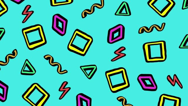 80s 90s Background Pattern Geometrical Shapes Animation