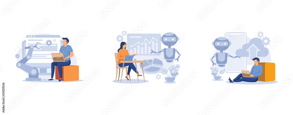 Poster ai-based software. open automation architecture, robotic process automation, cloud artificial intell