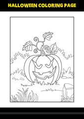 Halloween coloring page for kids. Line art coloring page design for kids.