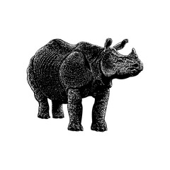 Indian Rhinoceros hand drawing vector illustration isolated on background