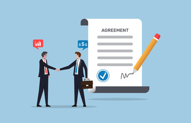 Business deal or collaboration concept. Business people signed contract.