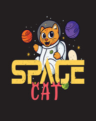 Space Cat T-Shirt Design For Cat illustration Design. 
 