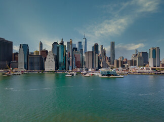 Naklejka premium Panoramic view midtown New York Manhattan downtown skyline on Hudson river the scene cityscape