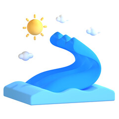 3d icon illustration ocean waves 