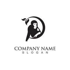 Monkey animal logo design template illustration vector